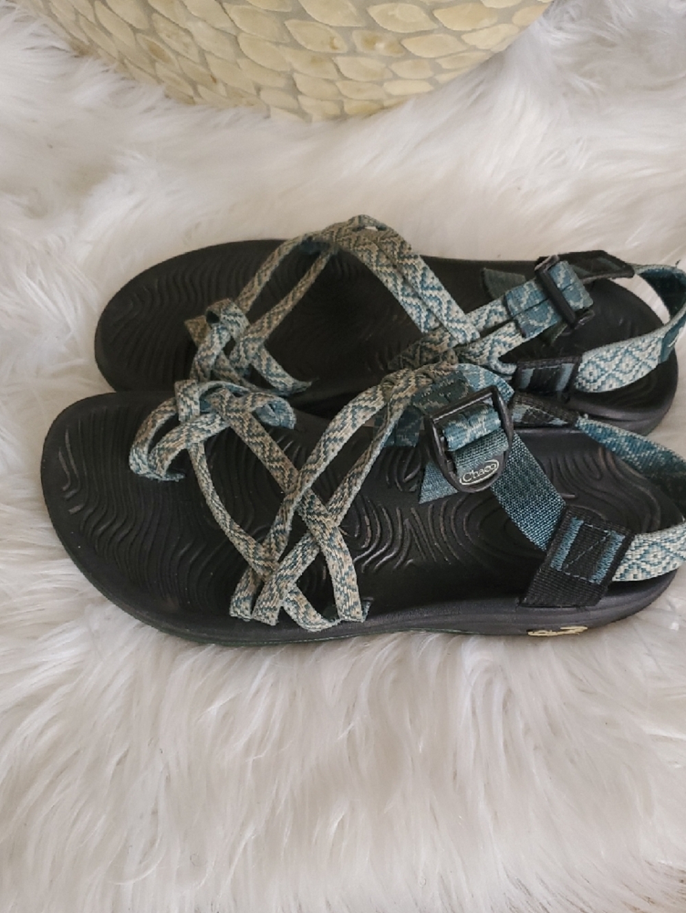 Chaco Women's Strappy Sandals in Teal and Black - Picture 3 of 7